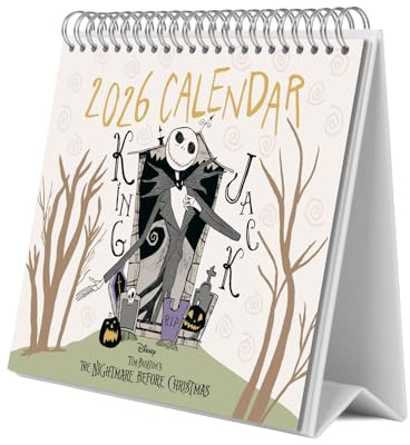 Grupo Erik Calendario Pesadilla antes de Navidad sobremesa 2026 - Almanaque de mesa 2026 Disney Con espacio para Anotar, Vista Mensual global, Ilustraciones y Base resistente (19,5 x 16,5cm)