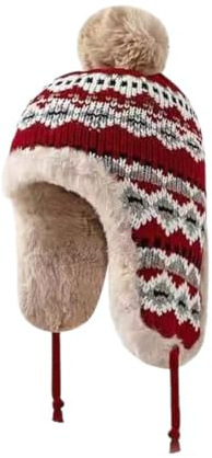 Gorros de Algodon Hombre Mujer Gorro de Punto Pompon Engrosar Mantenerse Caliente Hat Estilo Nacional Bucket Cap 54-62cm