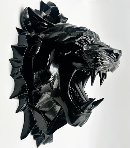 Nex-Home Testa Pantera da Parete Nera Lucida – Scultura Murale Moderna Made in Italy – Decorazione Luxury Dipinta a Mano per Casa, Salotto, Ufficio e Arredo Design Pronta da appendere contemporanea