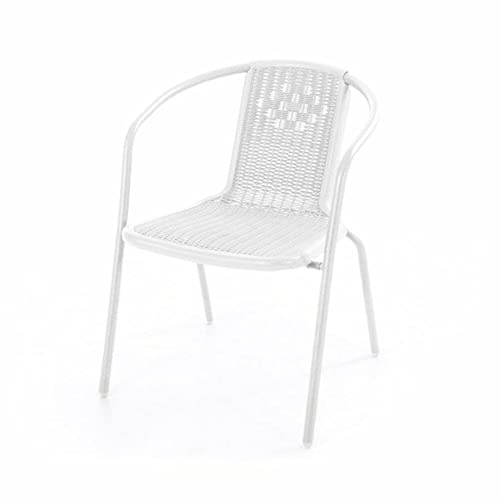 VERDELOOK | iOS, Sedia Bianca con Braccioli per l'Arredo del Giardino, 53.5x60.5x74 cm, Sedia da Esterno