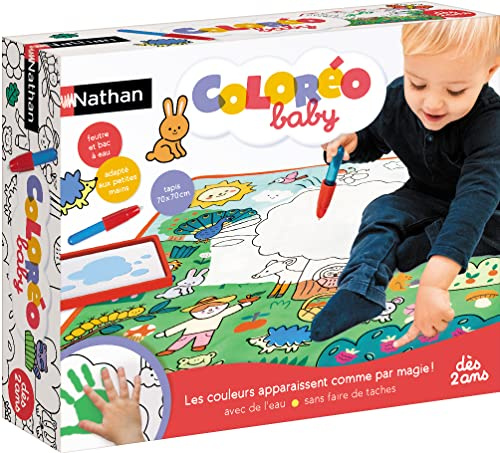 Nathan – Coloréo Baby – Jeu éducatif – Tapis de coloriage à eau pour enfant – Dès 2 ans, 70 x 70 cm