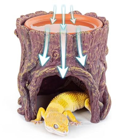 Reptilienversteck Höhlen Eidechse Gecko Feuchtigkeit halten Reptilienversteck Züchter Haus mit Terrakotta Wasserbecken Reptilienlebensraum Unterschlupf für Frösche Schildkröten Einsiedler Krabben