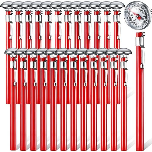 Xuhal 24 Pcs Stainless Steel Kitchen Dial Thermometer 5,Red