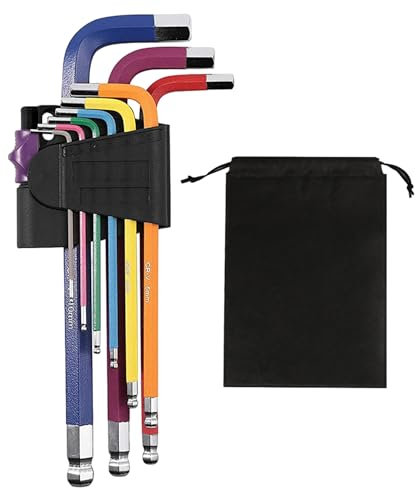 MEMOFYND 1-Teiliger Inbusschlüsselsatz Mit 1 Vliesbeutel, 9-Teiliger Inbusschlüsselsatz, Rutschfester Inbusschlüssel, Langer Kugelkopf-Inbusschlüssel, Geeignet Für Teileentfernung, Fahrzeugwartung