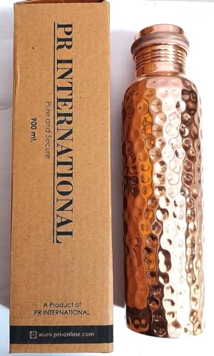 PR INTERNATIONAL Pure Copper Hammered Water Bottle with Lid 900ML