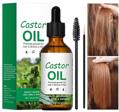 Djowyh Aceite de ricino para el cabello, aceite de ricino prensado en frío, 60 ml, natural, profundamente nutritivo, aceite para el cabello para el cuidado del cabello y fortalecimiento del cabello