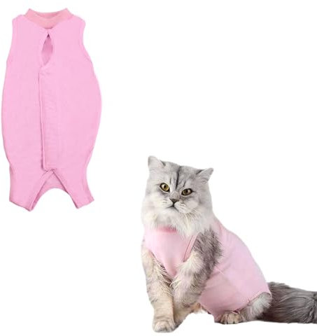 Dibotell Katzenbody Nach OP Kastration Katze Anti-Leckende Operationsgenesungsanzug für Katzen Operations Haut-Krankheit Recovery Body Katze Kleidung E-Halsband Alternative (M) Rosa