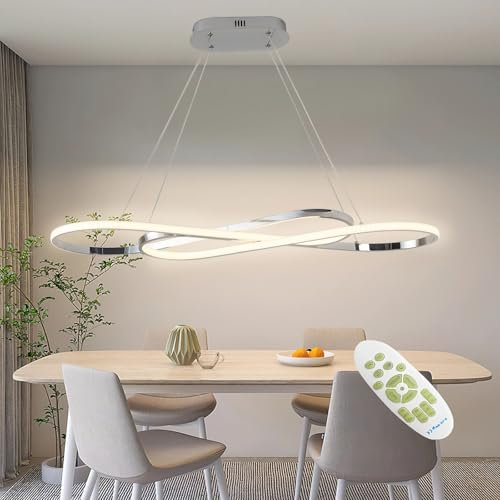SXQYSM Dimmbare Esstischlampe HäNgend, 57w Esszimmerlampe, Pendelleuchte Esstisch mit Fernbedienung, HäNgelampe Wohnzimmer HöHenverstellbar 200cm, Esszimmerlampe Wohnzimmerlampe