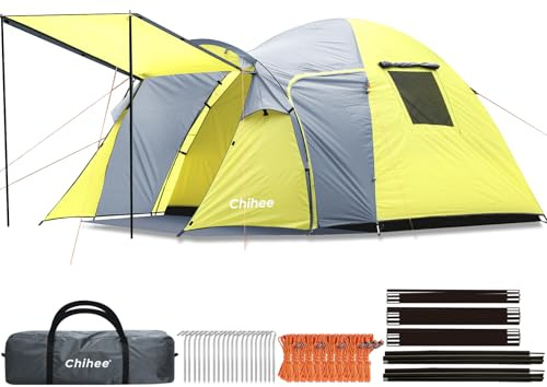 Chihee Campingzelt 3 Personen Doppellagig Kuppelzelte Großes Fassungsvermögen Reisen Backpacking Strand Unterschlupf im Freien Wasserdicht Winddicht mit Überdachung Innenzelt Unabhängig verwendet
