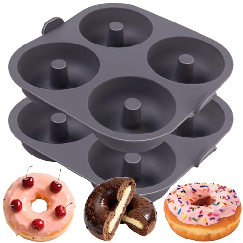 Butabeishy Silikon-Donutform 2er-Set, 4 Mulden, Grau
