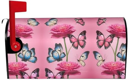 Beautiful Butterfly Print Mailbox Cover Durable Oxford Cloth for American Standard & Large Size Mailboxes