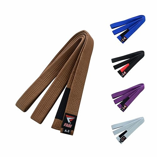 Fadi Sports BJJ Belt – Brazilian Jiu Jitsu Gi Belt with Stripe Bar, Reinforced Cotton Blend Belt for Training & Competition, Adult Men Women Kids