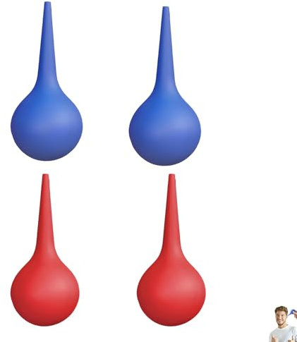 4 PCS Rubber Ear Wax Removal Tool, 30ml Cleaning Tool, Red and Blue Bulb Ear Cleaning Kit, Safe Gentle and Easy to Use for Nasal Care and Daily