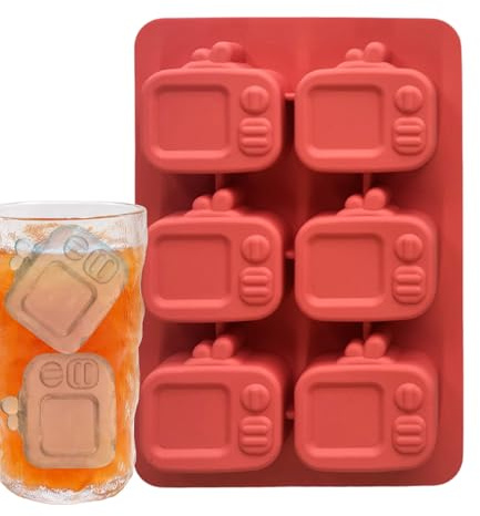 Quorvex Moldes de Hielo de Silicona - Molde De Silicona Congelador Forma TV,Reutilizable con 6 Cavidades y Tapa para Elaboración de Bebidas Cócteles Hogar Restaurante
