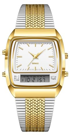 BESTKANG Men's Watch Fashion Analog Quartz Waterproof Watch Sport Multifunctional Wristwatch (Two Tone White)