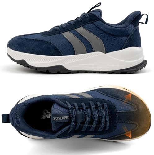 Sosenfer breda sneakers för män | bred tåbox dämpning sportskor | ventilerande nätsneakers | lätta, halkfria promenadskor för breda fötter
