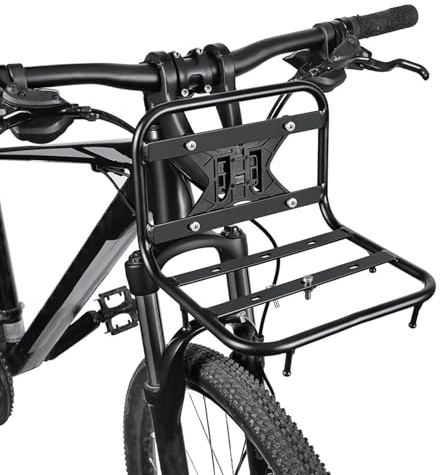 Vorderer Fahrradträger – verstärkter Fahrradgepäckträger, starker Stützträger, Mehrzweck-Fahrradständer, kompaktes Befestigungssystem, perfekt für Erwachsene, Mountainbike, Rennrad, Touren, Pendeln