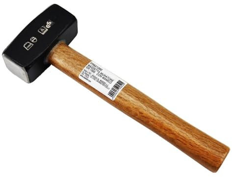 Mazzetta da Muratore, Acciaio Forgiato, Manico in Legno, Certificato TUV/GS, 1 kg