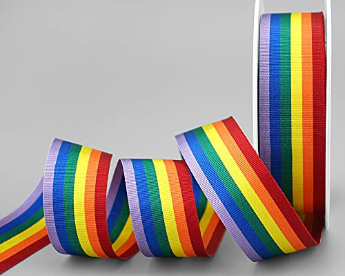 20 m x 25 mm dekorband regnbåge regnbåge LGBTQ med 6 färger band randig presentband kärlek fred stolt tolerans symbol flagga dekorativt band dubbelsidig för att dekorera sy förpackning