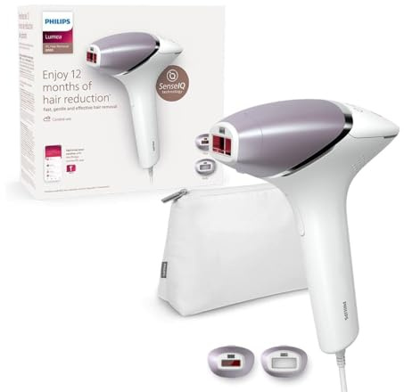 Philips Lumea IPL serie 8000 - Dispositivo di Epilazione a Luce Pulsata con Tecnologia SenseIQ, 2 Accessori per Viso e Corpo, Utilizzo con Filo (Modello BRI944/00)