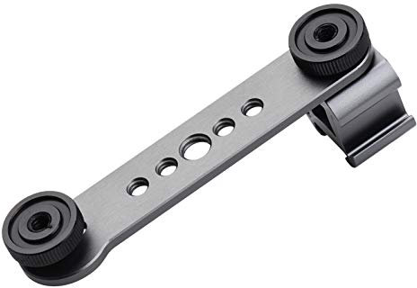 Andoer Barra de extensión triple de soporte de montaje de zapata fría con rosca de 1/4 pulgadas y 3/8 pulgadas para estabilizador de cardán, trípode, cámara y luz de flash