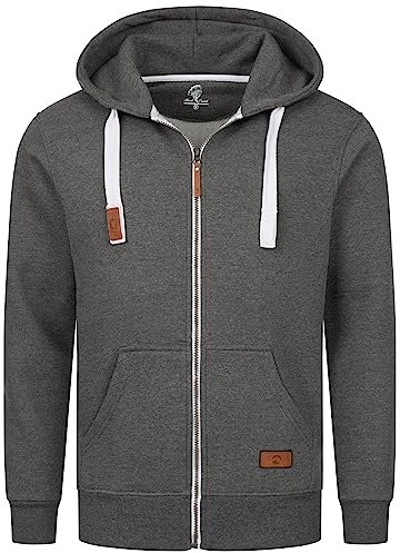 Rock Creek Herren Kapuzenpullover mit Reißverschluss Pullover Hoodie Kapuzenjacke Sweatshirt Kapuzensweatjacke Kapuzenpulli H-341 Dunkelgrau 3XL