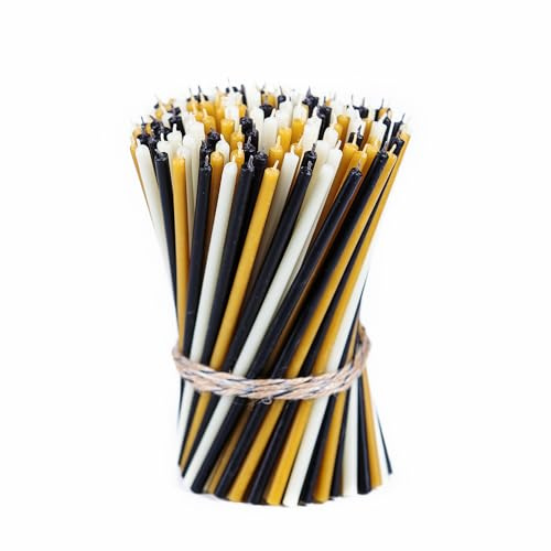 Danilovo Velas de cera de abeja (multicolor) – Velas ortodoxas para oración rituales, de decoración de mesa, 150 unidades (3 colores, altura 16,5 cm)