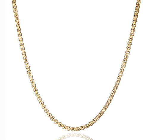 AFSTALR Herr dam halsband guld/svart/silver venetianskt rostfritt stål silver 2/2,5/3/4 mm länk rep halsband 45/50/55/60/70 cm