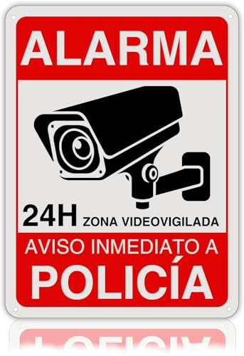 LEIASA | Cartel Videovigilancia - 21x28 cm - Reflectante - Fabricado Aluminio - Grosor 0.8 mm - Zona Videovigilada - Entrada Vigilada - Señal Alarma Disuasoria - Cartel Aviso Policia