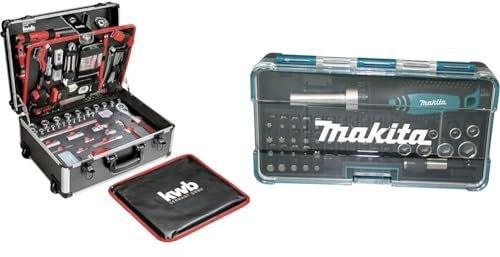 kwb Werkzeugkoffer mit Trolley-Funktion, 175-teilig, gefüllt & Makita Ratschen und Bit-Set 47-teilig, B-36170, Mehrfarbig