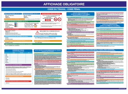 AFFICHAGE OBLIGATOIRE TRAVAIL, AFFICHE OBLIGATOIRE ENTREPRISE, PANCARTE CODE DU TRAVAIL, AFFICHAGE RÉGLEMENTAIRE TRAVAIL, AFFICHAGE NORMES DE TRAVAIL + VENDU AVEC FEUTRE - Plastique PVC 1,5 mm - Plast