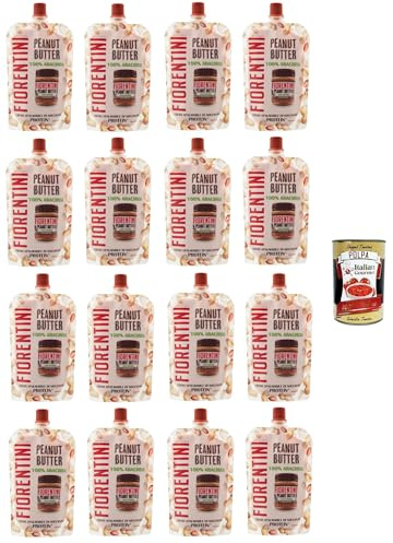 Fiorentini Beurre de cacahuète 100 % Arachidi dans une pochette 100 % cacahuètes en sachet 16 x 100 g + Italian Gourmet Polpa 400 g