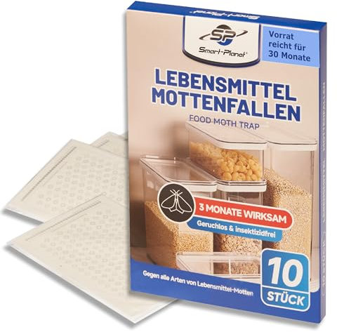 Effektive Lebensmittel-Mottenfalle 2,5 Jahres Vorrat 10er Set Pheromonmottenfallen maximale Motten Lockwirkung insektizid- und giftfrei