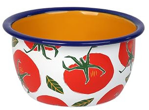 Talking Tables Bon Appetit Ciotola smaltata 1 pezzo - Design pomodoro resistente e infrangibile per spuntini zuppe insalate - Lavabile in lavastoviglie - 12 cm