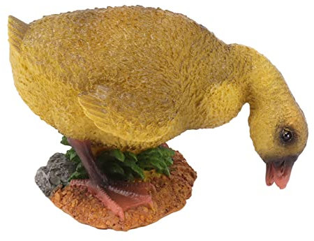 Glomora Statua di anatra carino vivido vita vivace a colori vivace in resina anatra decorazione per balcone da fattoria (Scendi a foragare l'anatra grigia)