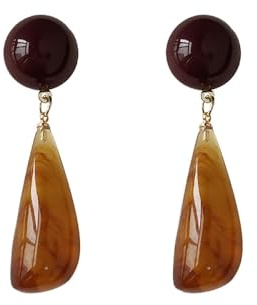 Boucles d'oreilles vintage en forme de larme en ambre - Bijou hypoallergénique en résine à clip pour femmes, léger, non percé, cadeau