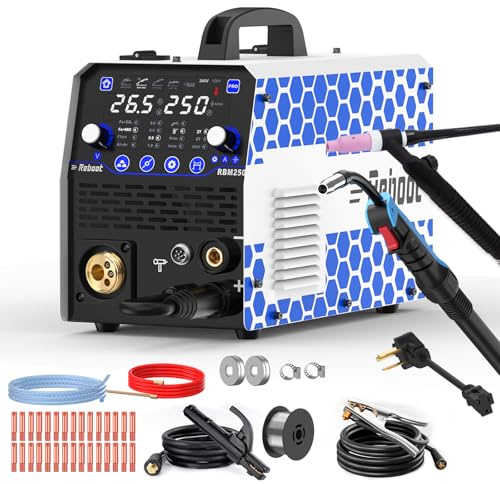 250Amp MIG Welder TIG Torch Included 120V/240V RBM2500 PRO, 8-in-1 Multiprocess Welding Machine with Dual Aluminum Welding Modes Gas MIG/Gasless Flux Core/MAG/Lift TIG/Stick/Spot/Spool Gun Reboot