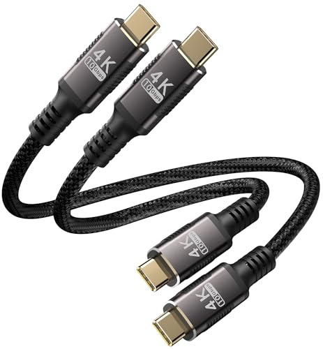 KMMXXCPM Cable USB C Court 15cm[0,15M/Lot de 2] Compatible avec Thunderbolt 3,Cable USB C 3.1 10Gbps Transfert de Données,Type-C 100W Charge Rapide,4K@60Hz/2K@120Hz Transfert Video HD Pour Moniteur.