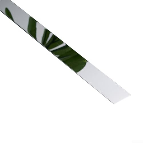Dekorativ remsa i rostfritt stål, 25 mm x 5 m platt metallkant för tak och vägg, för dekoration i hemmet, hotell och kontor (silver)