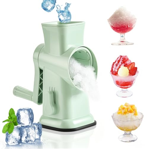 Picadora de Hielo Manual, FainFun Máquina de Granizados con Doble Cuchilla a 45° y Ventosas Antideslizantes, Granizadora Eficiente para Camping, Cócteles, Café Helado y Postres