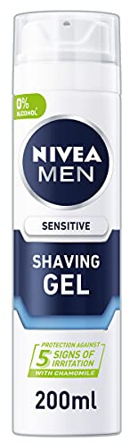NIVEA MEN Sensitive Shaving Gel Pack of 6 (6 x 200ml) for Sensitive Skin, for Men, for Irritated and Dry Skin with Chamomile