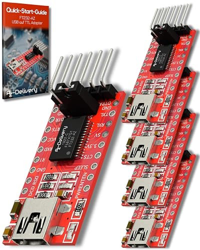 AZDelivery 3 x Kompatibel mit FT232RL USB zu TTL Serial Adapter für 3,3V und 5V kompatibel mit Arduino inklusive E-Book!