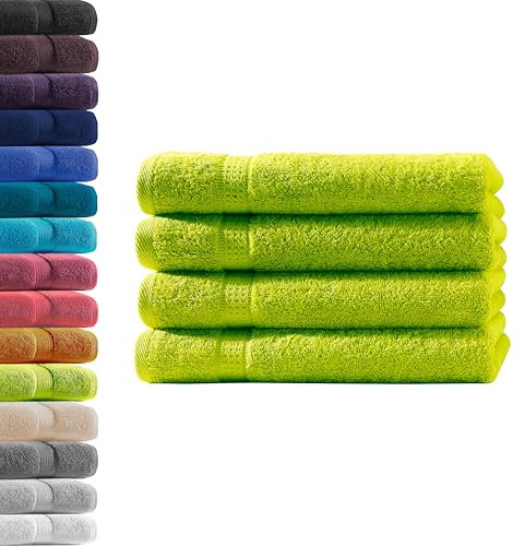 4X Handtuch | Apfelgrün | 100% Baumwolle Frottier | Oeko-TEX® Standard 100 | Premium Qualität 500 g/m²