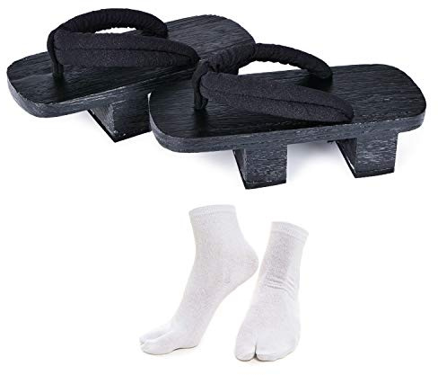 Japanese Wooden Clogs Sandals Japan Traditional Shoes Geta With Tabi Socks (US 8/25.5cm)