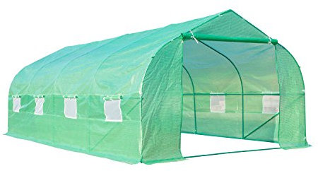 Outsunny Folien Gewächshaus Foliengewächshaus Treibhaus Frühbeet Pflanzenhaus Tomatenhaus Giebeldach 595 × 300B × 200H cm