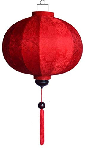 Lmpara de Bamb Oriental vietnamita de Seda Artesanal con Globo Chino, pequeo 10 Colores