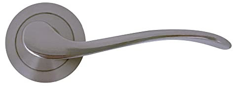 Micel - 02031 - Juego de Manilla con Roseta (50 mm) y maneta de aluminio, Acabado en níquel satinado, Color plateado, 120 x 50 x 51 mm