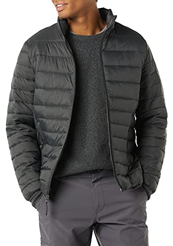 Amazon Essentials Chaqueta Acolchada Ligera, Resistente a la Lluvia y Plegable (Disponible en Tallas Grandes y Largos Especiales) Hombre, Gris Oscuro, 3XL Grande