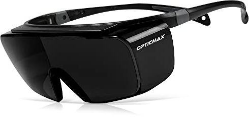 Glove Station Optic Max Safety Glasses Over Eyeglasses - Fits Over Your Prescription - Safety Glasses for Men and Women with Anti-Fog Coating, Wrap-Around Lenses, Adjustable Arms and Side Shields
