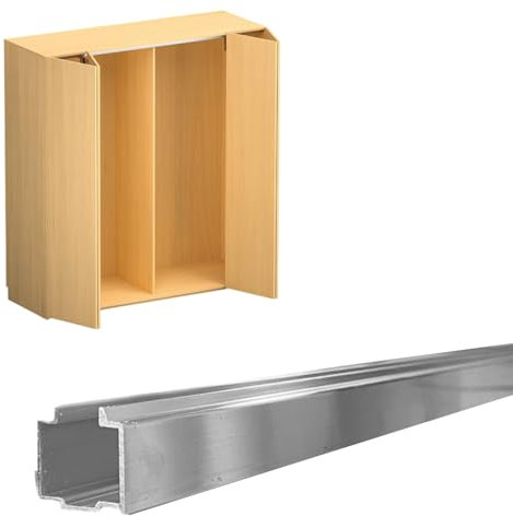 Evotrade Kit Ferramenta Scorrevole Pieghevole a Libro per Ante Mobili o Nicchie a Muro con Chiusura Ammortizzata (Solo Binario Aggiuntivo 3 Metri)